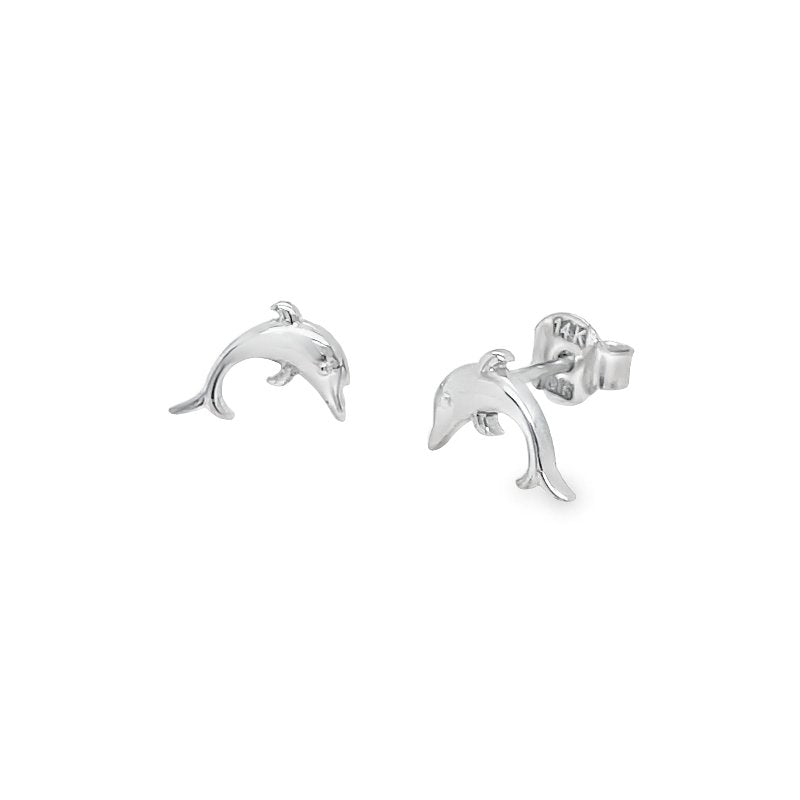 Jai's 14K White Gold Dolphin Studs