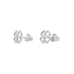 Jai's 14K White Gold Clover Outline Studs