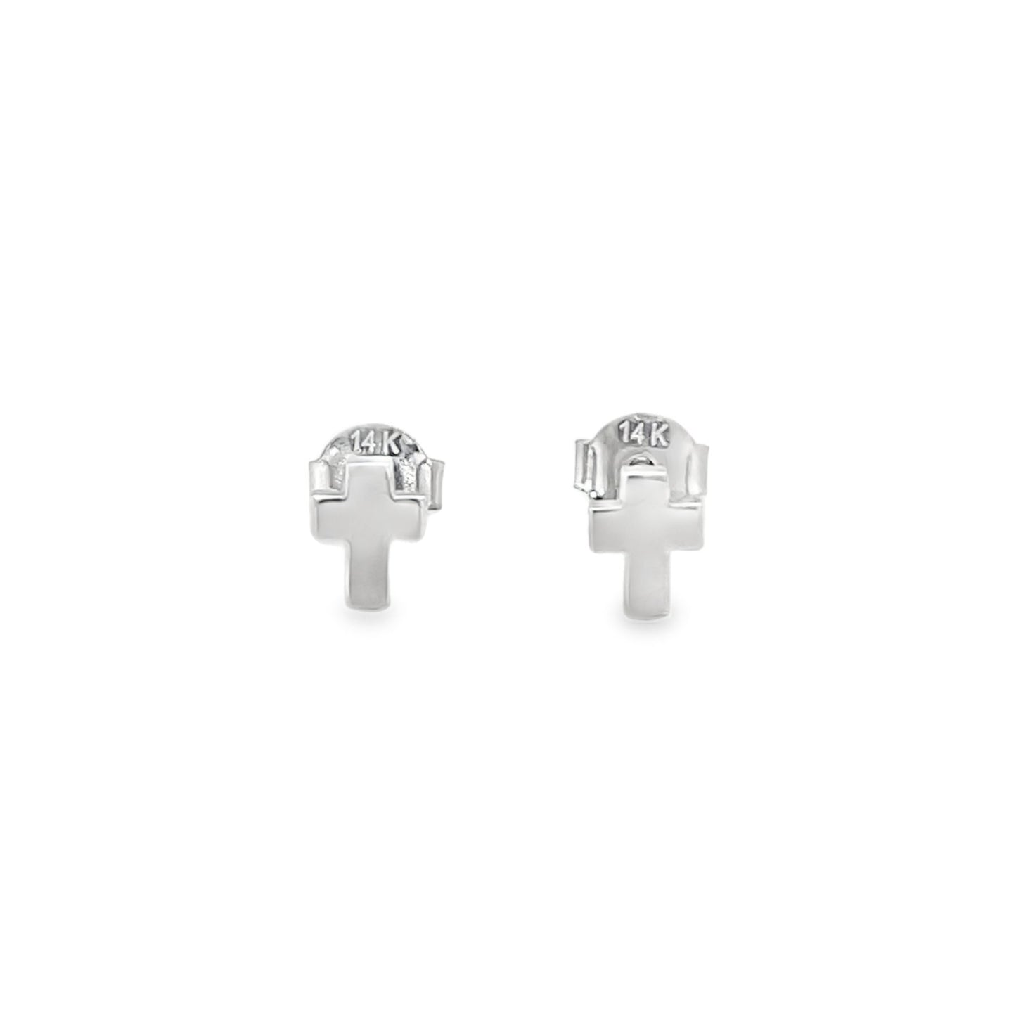 Jai's 14K White Gold Smooth Cross Studs