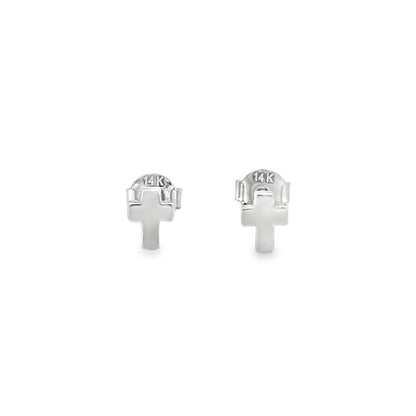 Jai's 14K White Gold Smooth Cross Studs