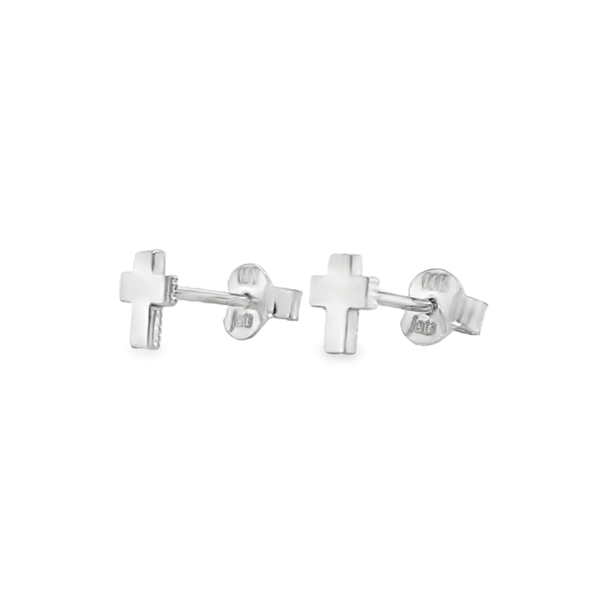 Jai's 14K White Gold Smooth Cross Studs