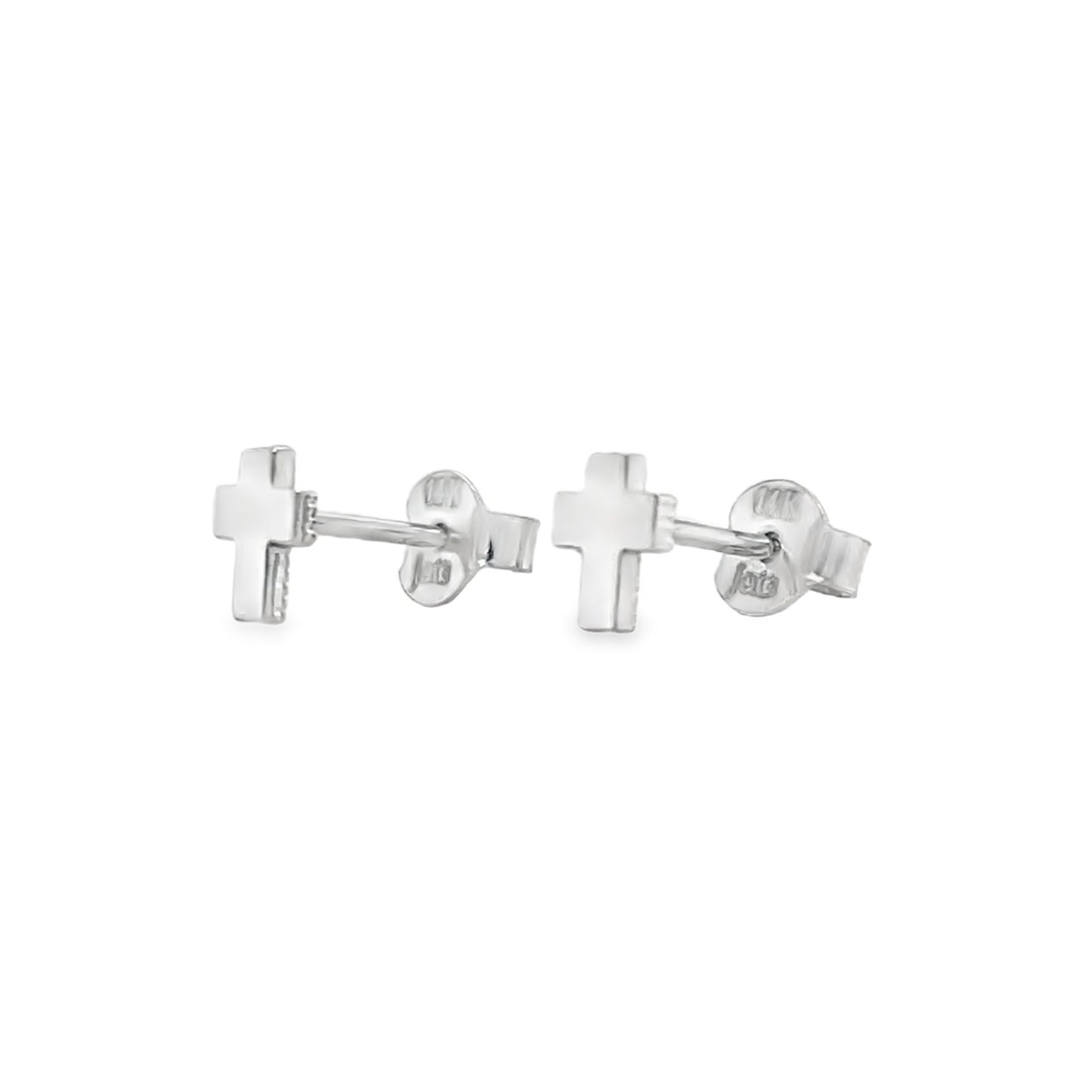 Jai's 14K White Gold Smooth Cross Studs