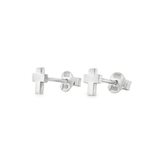 Jai's 14K White Gold Smooth Cross Studs