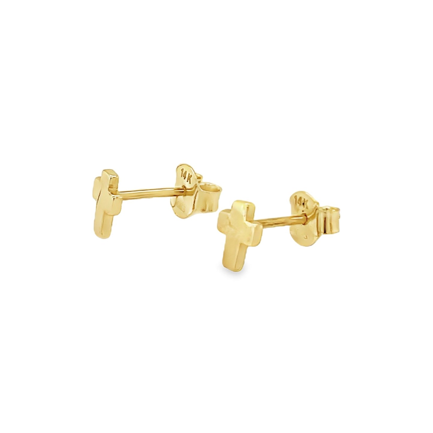 Jai's 14K Yellow Gold Smooth Cross Studs