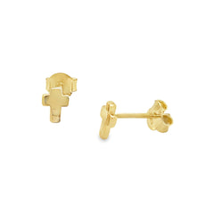 Jai's 14K Yellow Gold Smooth Cross Studs