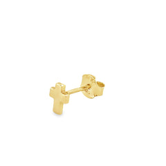 Jai's 14K Yellow Gold Smooth Cross Single Stud