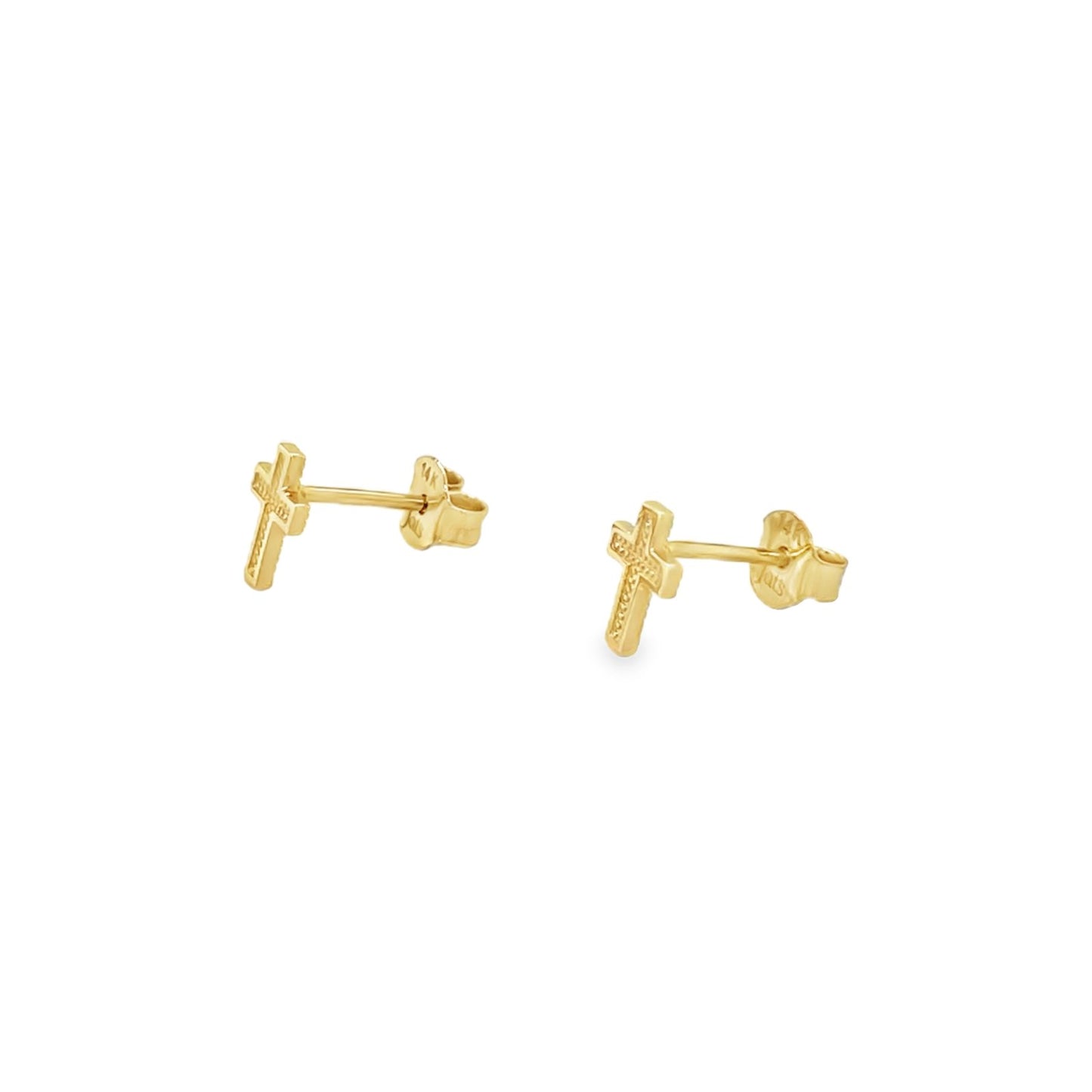 Jai's 14K Yellow Gold Engraved Cross Studs
