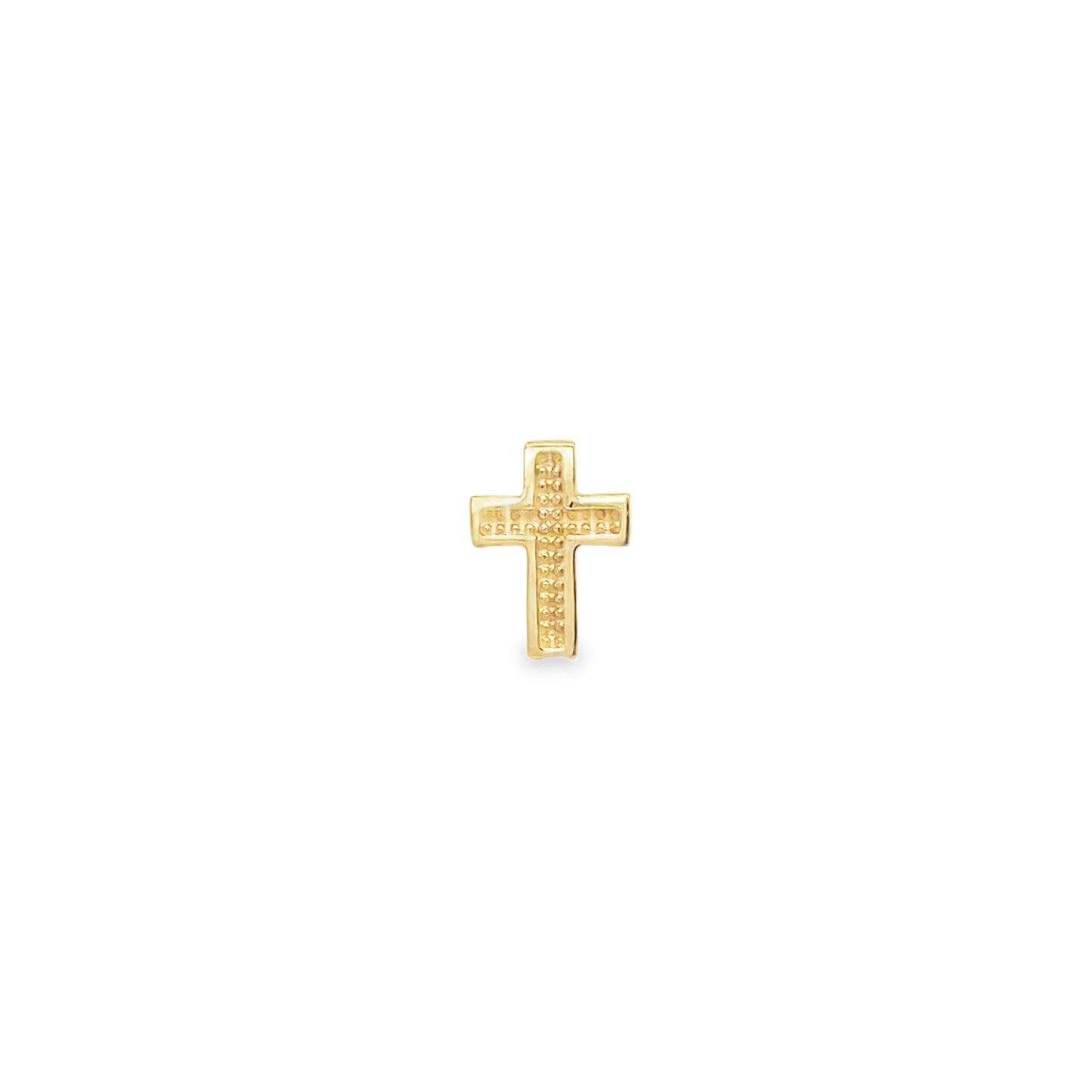Jai's 14K Yellow Gold Engraved Cross Single Stud
