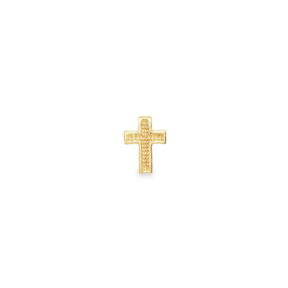 Jai's 14K Yellow Gold Engraved Cross Single Stud