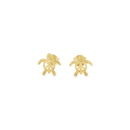 Jai's 14K Yellow Gold Peace Turtle Studs