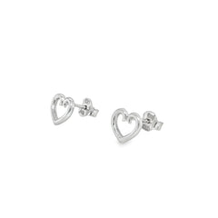 Jai's 14K White Gold Heart Outline Studs
