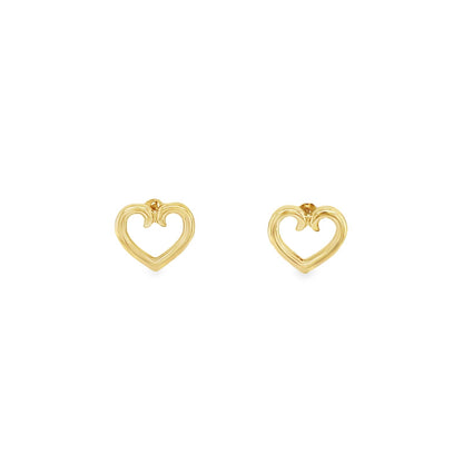 Jai's 14K Yellow Gold Heart Outline Studs