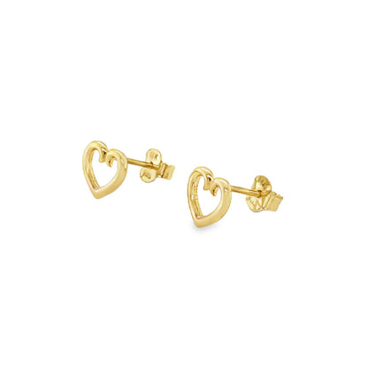 Jai's 14K Yellow Gold Heart Outline Studs