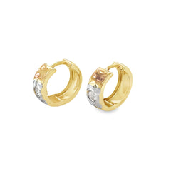 Jai's 14K Tri-tone Diamond-cut Huggies