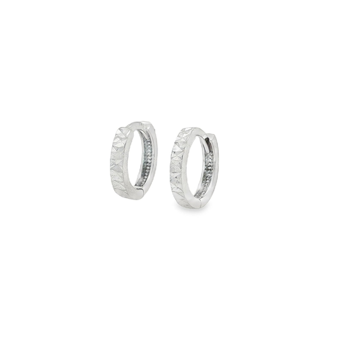 Jai's 14K White Gold Petite Diamond-cut Hoops