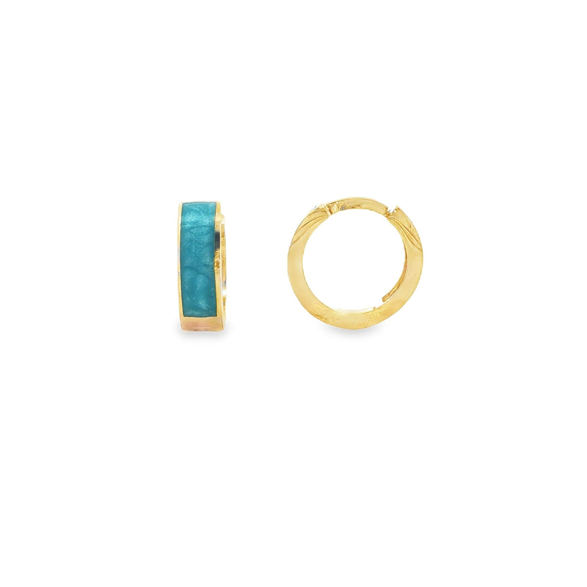 Jai's 14K Yellow Gold Blue Mother-of-Pearl Hoops