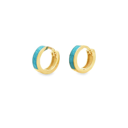 Jai's 14K Yellow Gold Blue Mother-of-Pearl Hoops