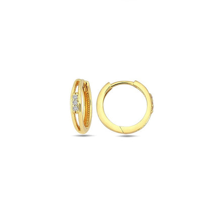 Jai's 14K Yellow Gold Thin Two-strand Diamond Huggies
