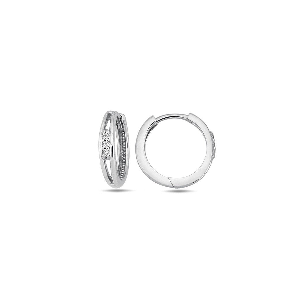 Jai's 14K White Gold Thin Two-strand Diamond Huggies