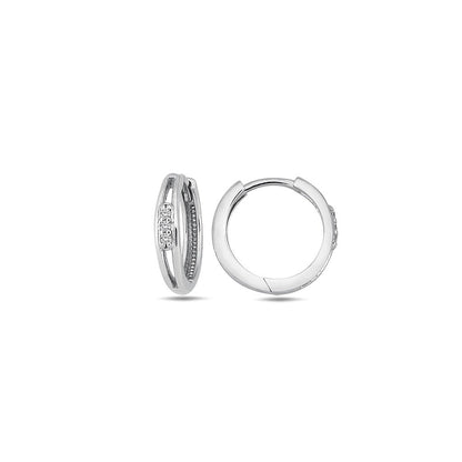 Jai's 14K White Gold Thin Two-strand Diamond Huggies