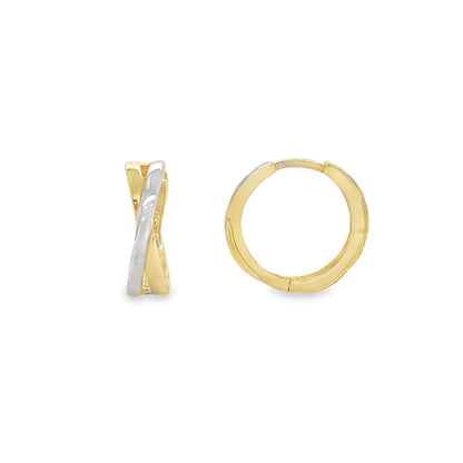 Jai's 14K Two-tone Medium Criss-cross Huggies