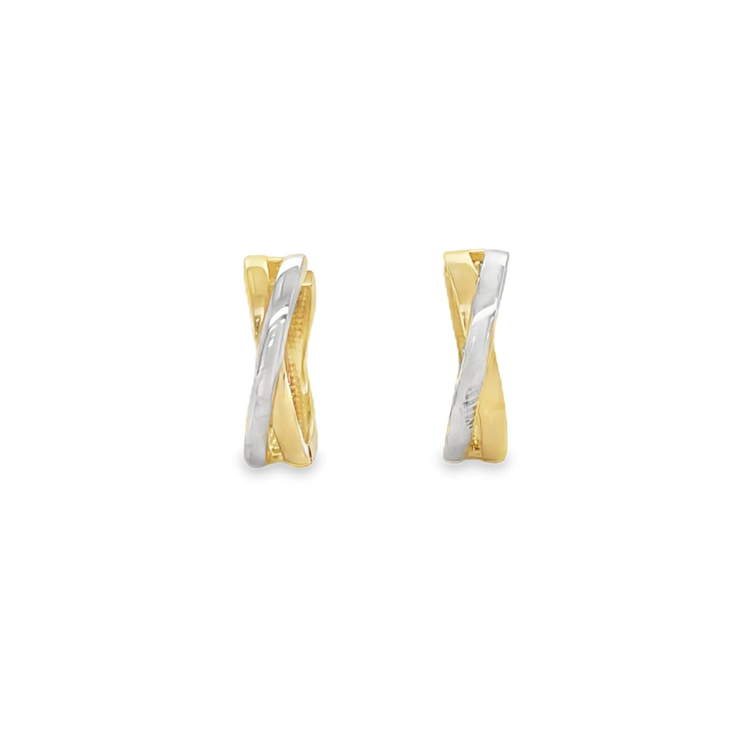 Jai's 14K Two-tone Medium Criss-cross Huggies