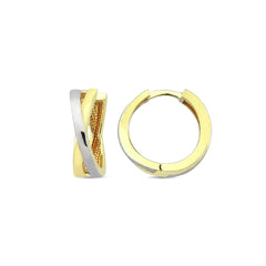 Jai's 14K Two-tone Medium Criss-cross Huggies