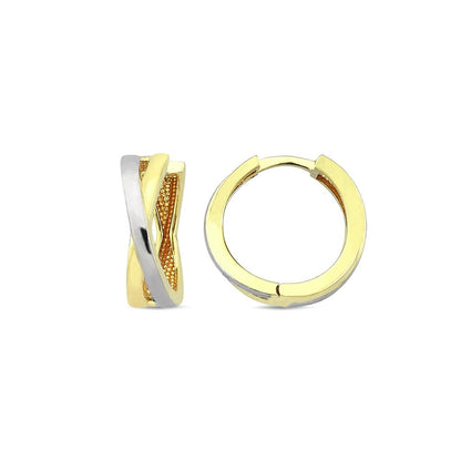 Jai's 14K Two-tone Medium Criss-cross Huggies