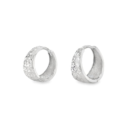 Jai's 14K White Gold Petite Extra-thick Diamond-cut Huggies