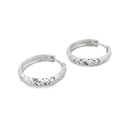 Jai's 14K White Gold Diamond-cut Medium Huggies