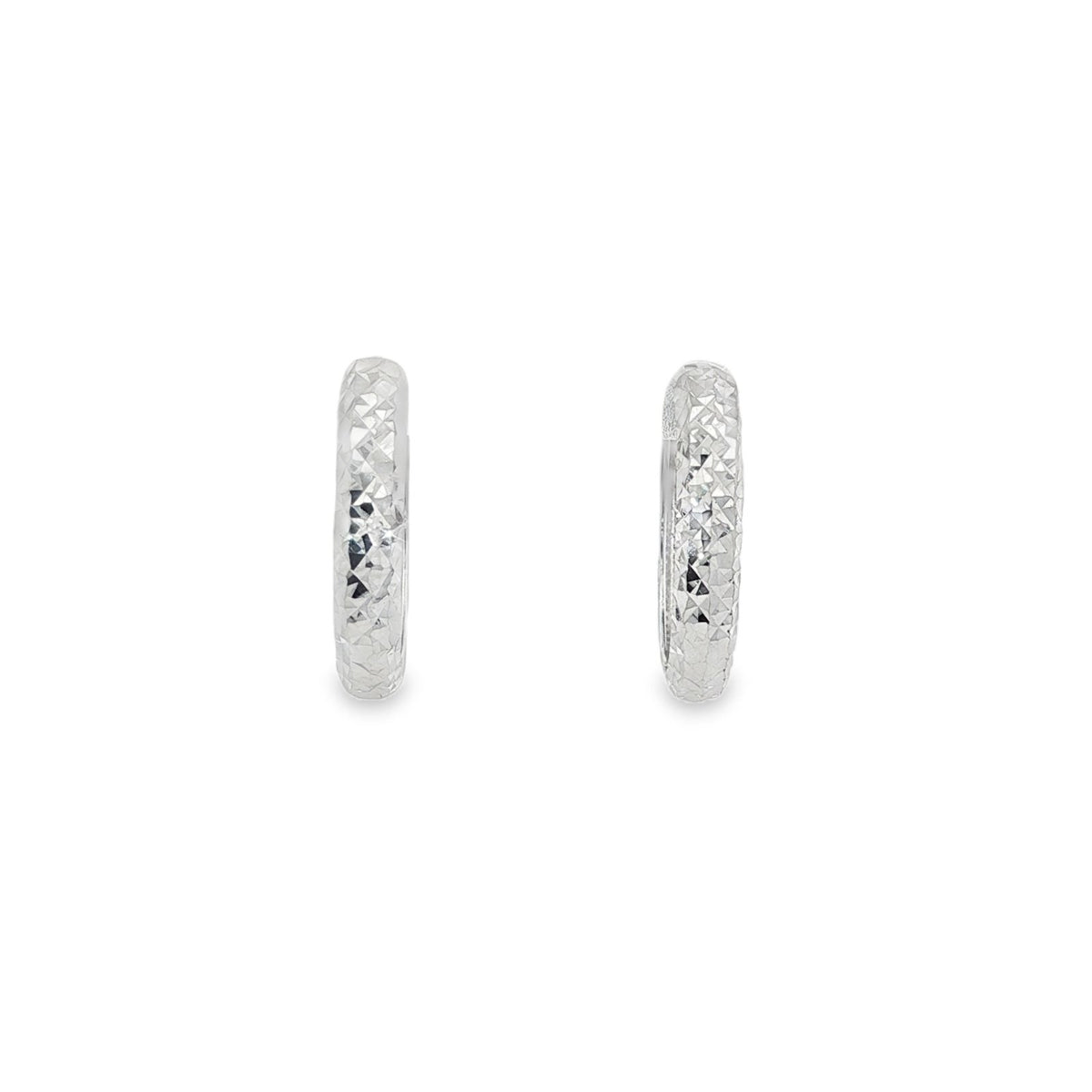 Jai's 14K White Gold Diamond-cut Medium Huggies