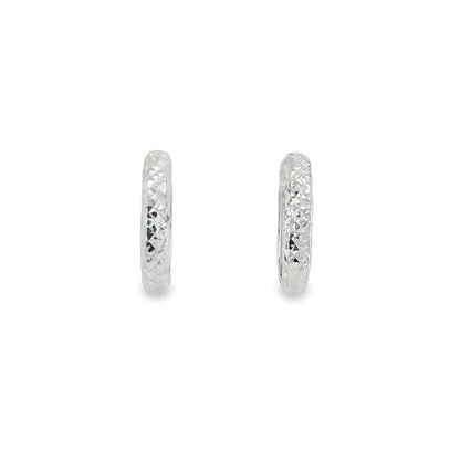 Jai's 14K White Gold Diamond-cut Medium Huggies