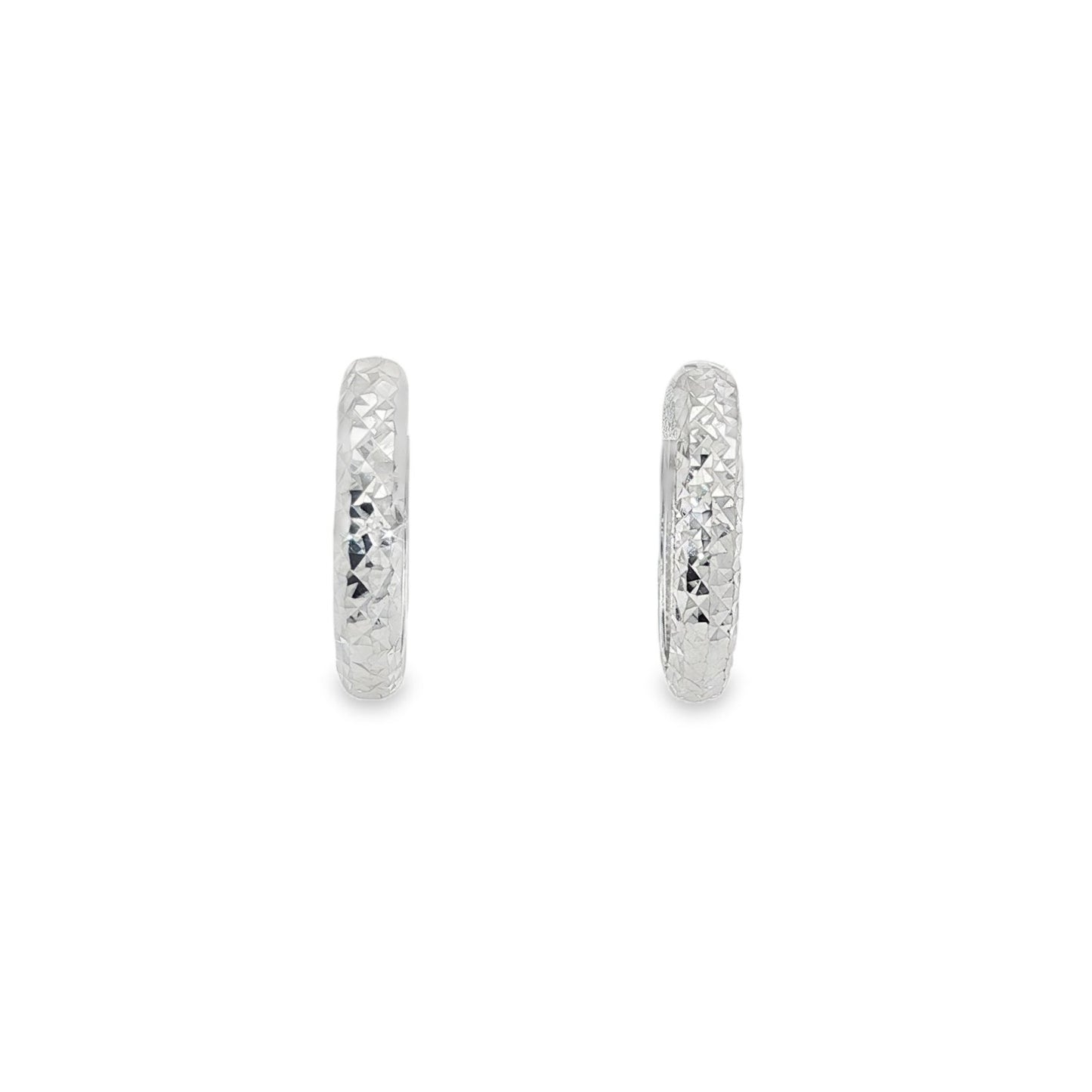 Jai's 14K White Gold Diamond-cut Medium Huggies