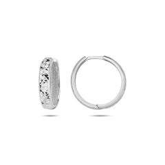 Jai's 14K White Gold Diamond-cut Medium Huggies