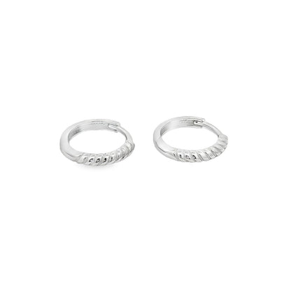 Jai's 14K White Gold Petite Ridged Hoops