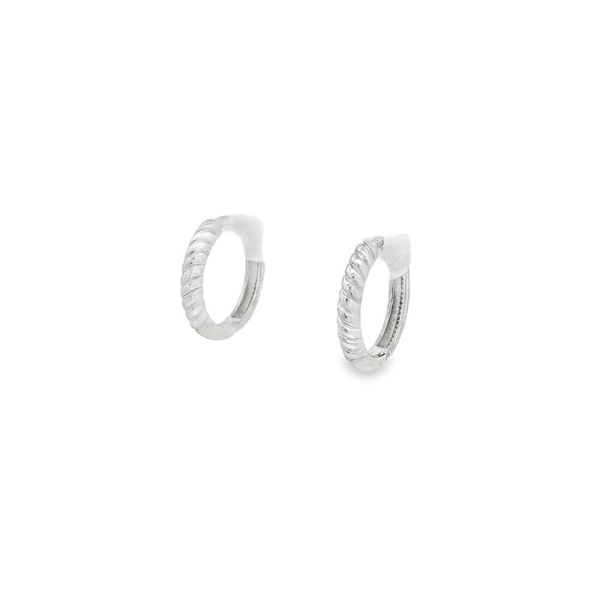 Jai's 14K White Gold Petite Ridged Hoops