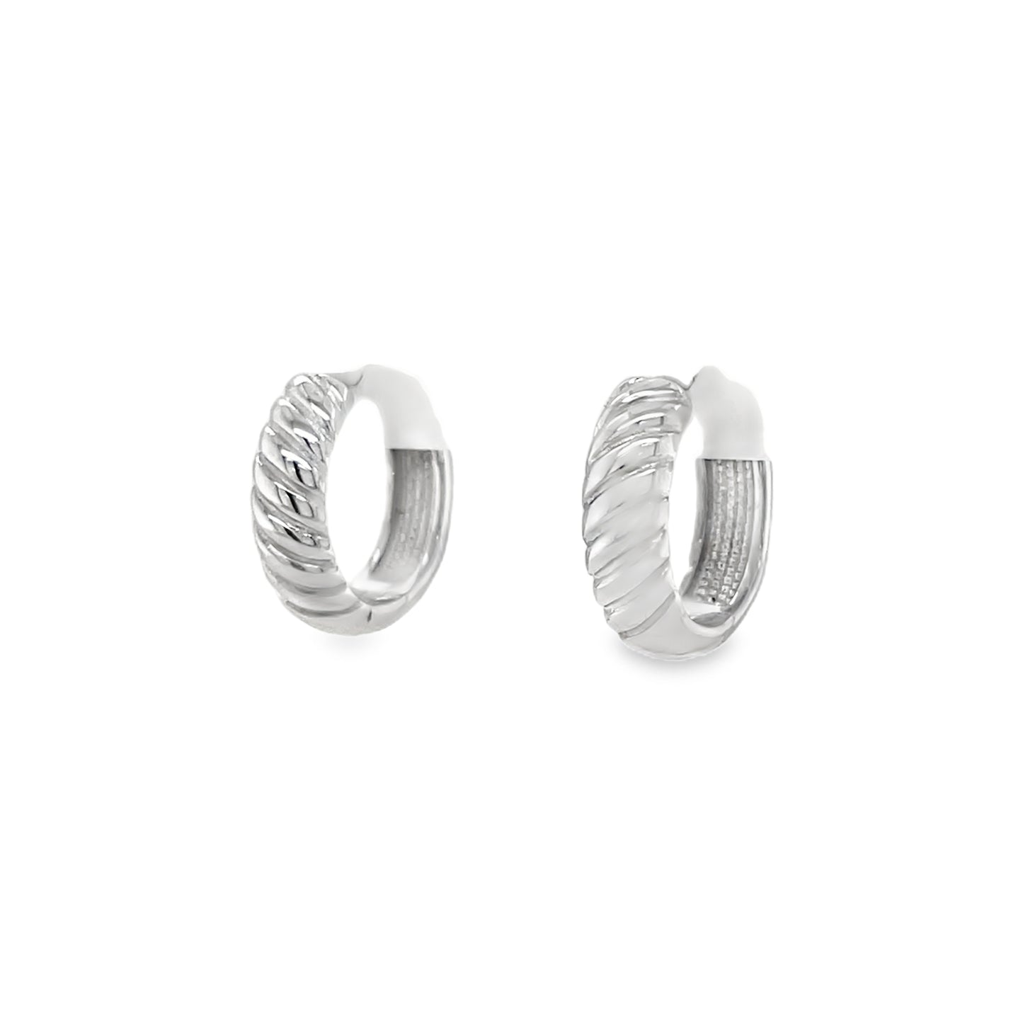 Jai's 14K White Gold Ridged Huggies
