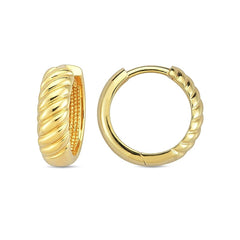 Jai's 14K Yellow Gold Ridged Huggies