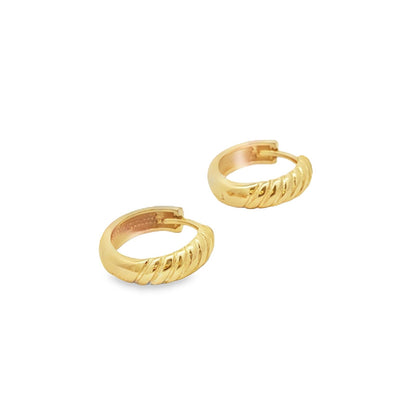 Jai's 14K Yellow Gold Ridged Huggies