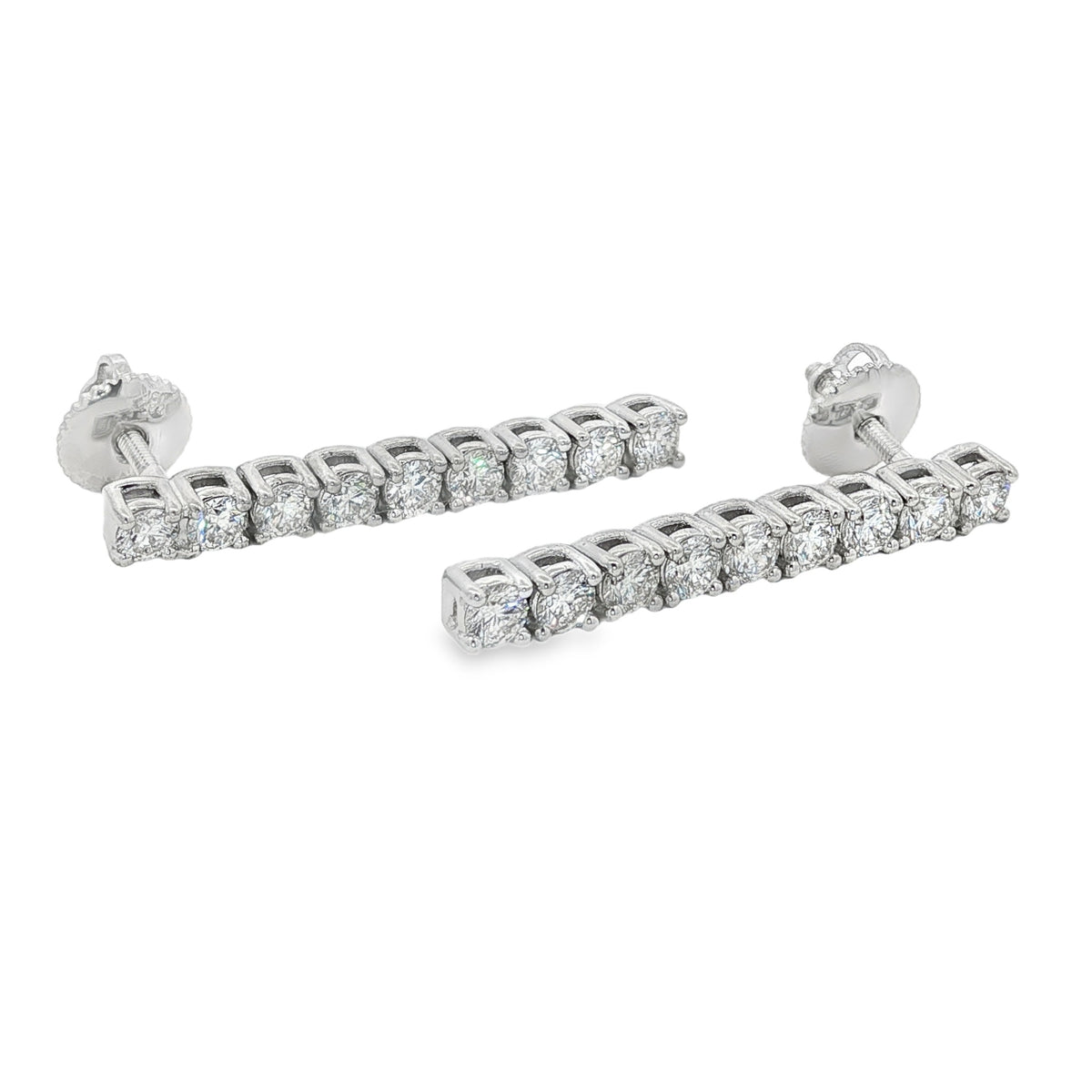 Jai's 18K White Gold Diamond Strand Drop Earrings