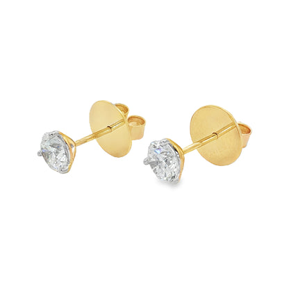 Jai's 18K Yellow Gold 1.5-carat Solitaire Diamond Martini Studs
