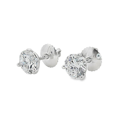 Jai's 18K White Gold 3-carat Solitaire Diamond Martini Studs