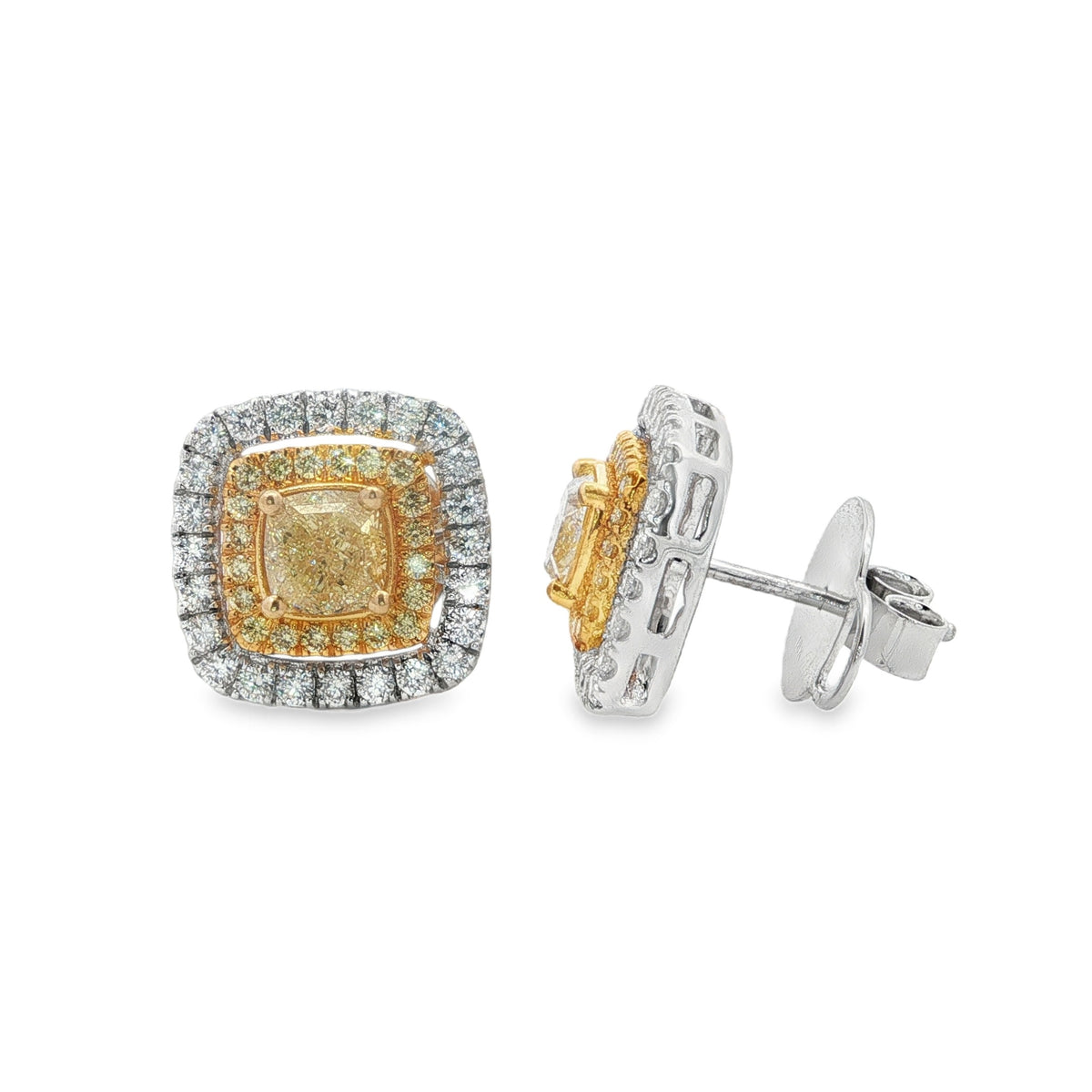 Jai's 18K Two-tone Yellow Diamond Studs