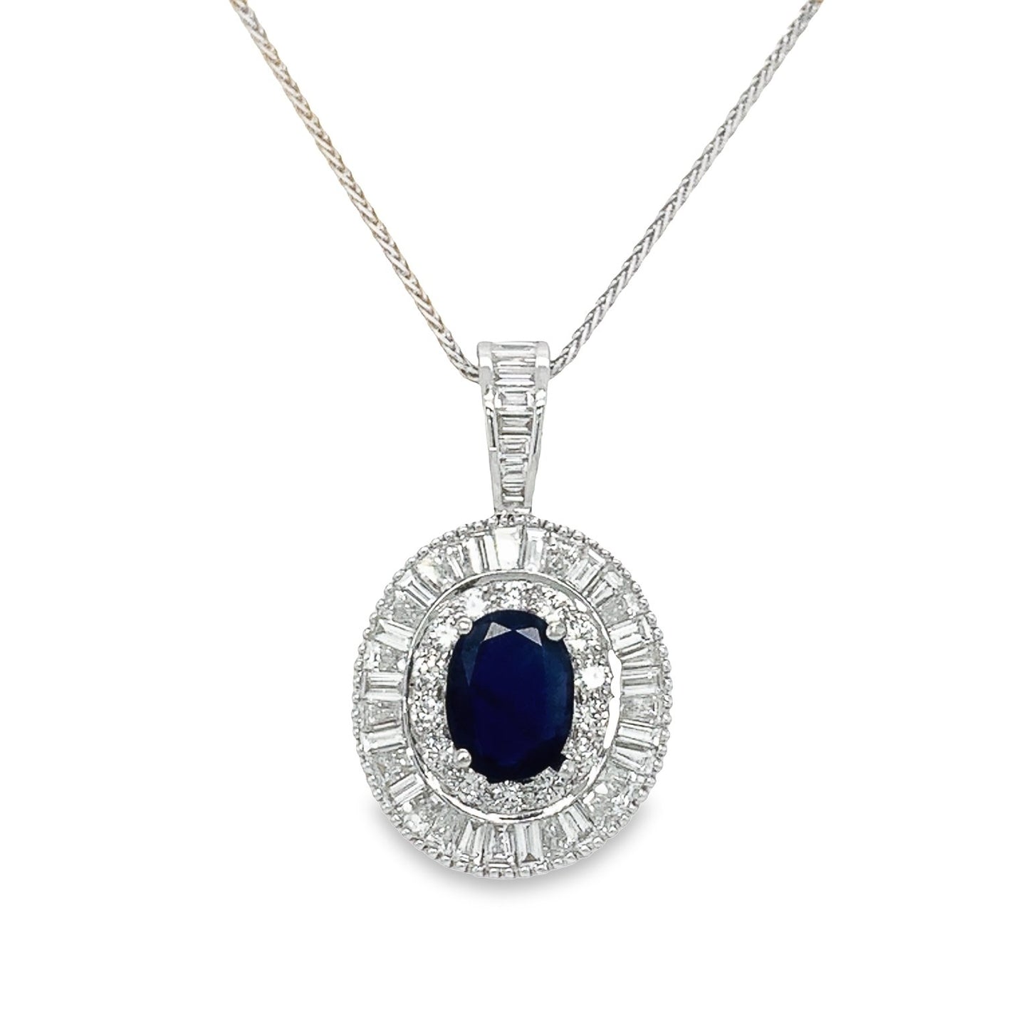 Jai's 18K White Gold Concentric Sapphire & Diamond Pendant