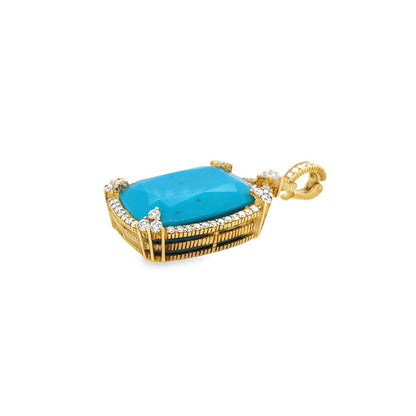 Judith Ripka's 18K Yellow Gold Turquoise & Diamond Pendant