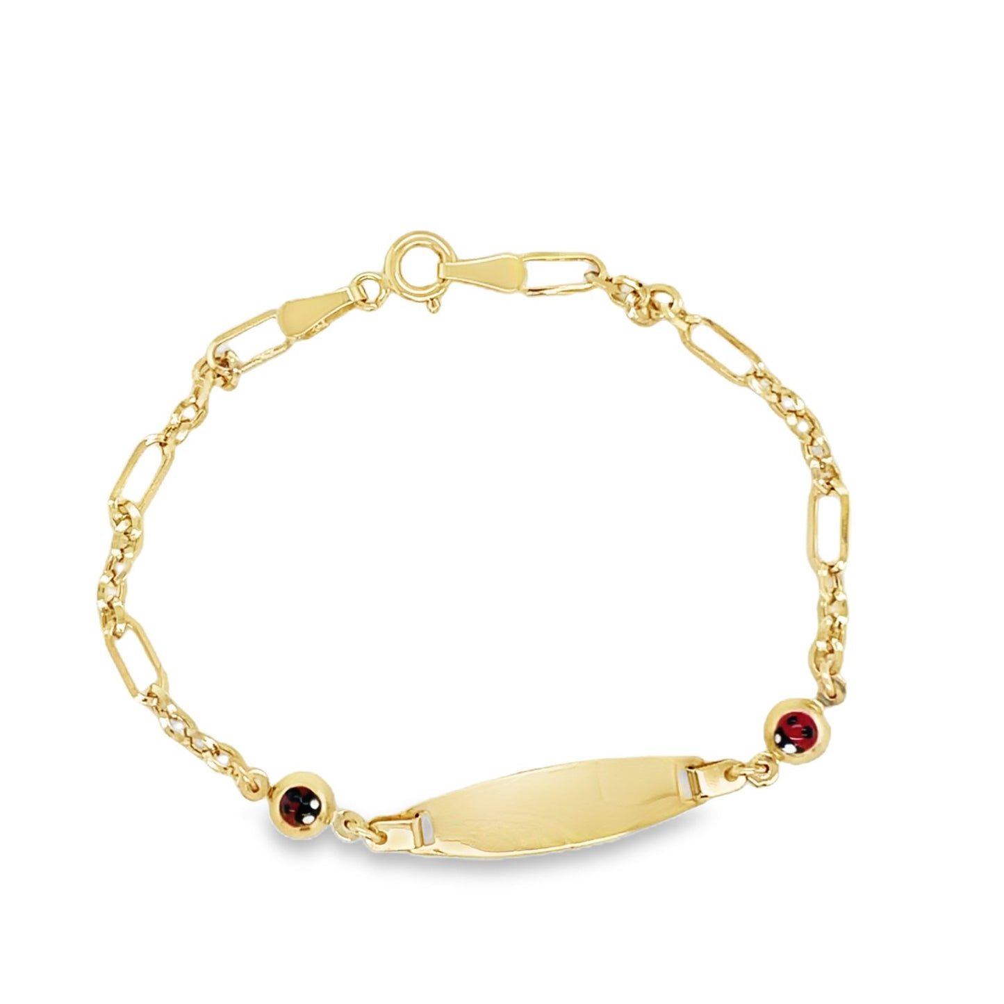 Jai’s 14K Yellow Gold Baby ID & Lady Bug Figaro Chain Bracelet
