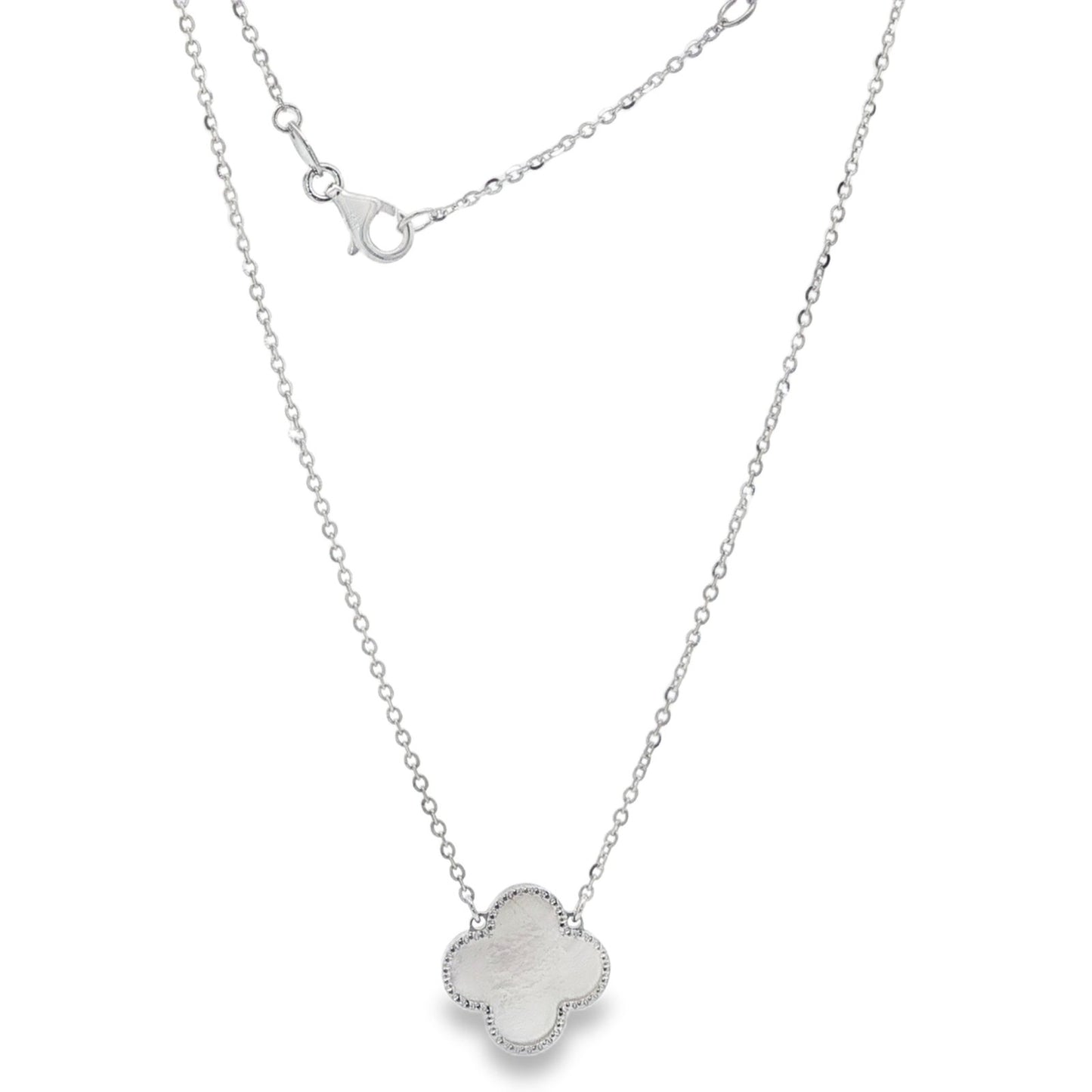 Jai's 18K White Gold Mother-of-Pearl Clover Necklace