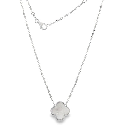 Jai's 18K White Gold Mother-of-Pearl Clover Necklace