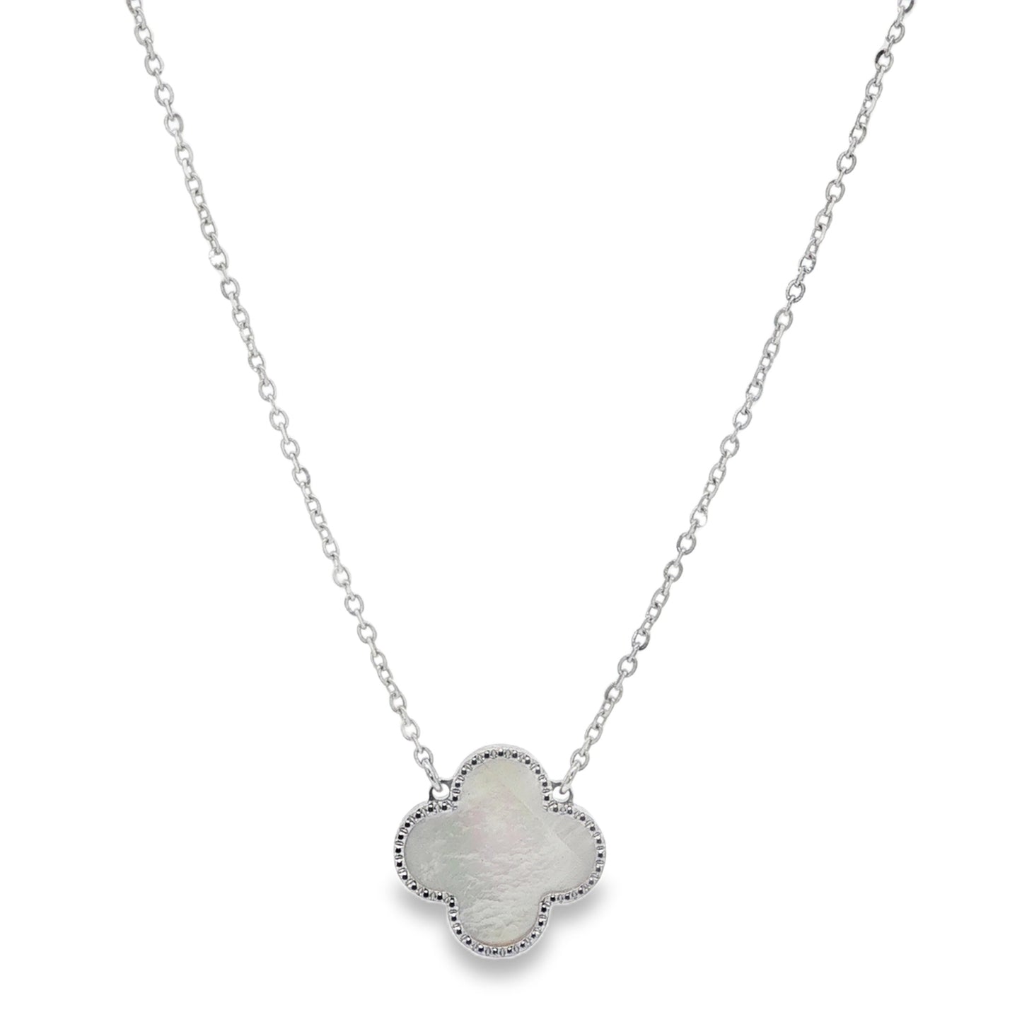 Jai's 18K White Gold Mother-of-Pearl Clover Necklace