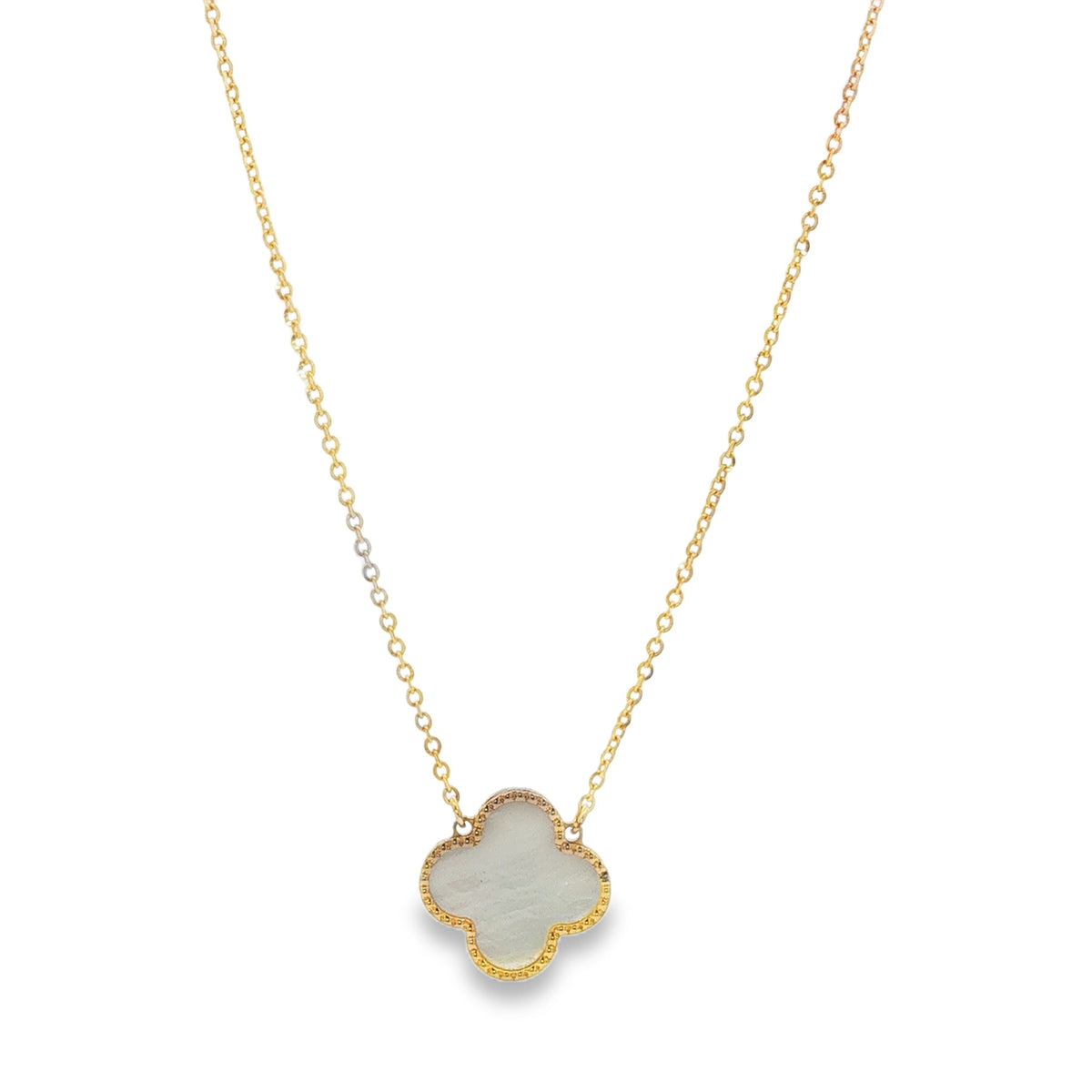 Jai's 18K Yellow Gold Mother-of-Pearl Clover Necklace